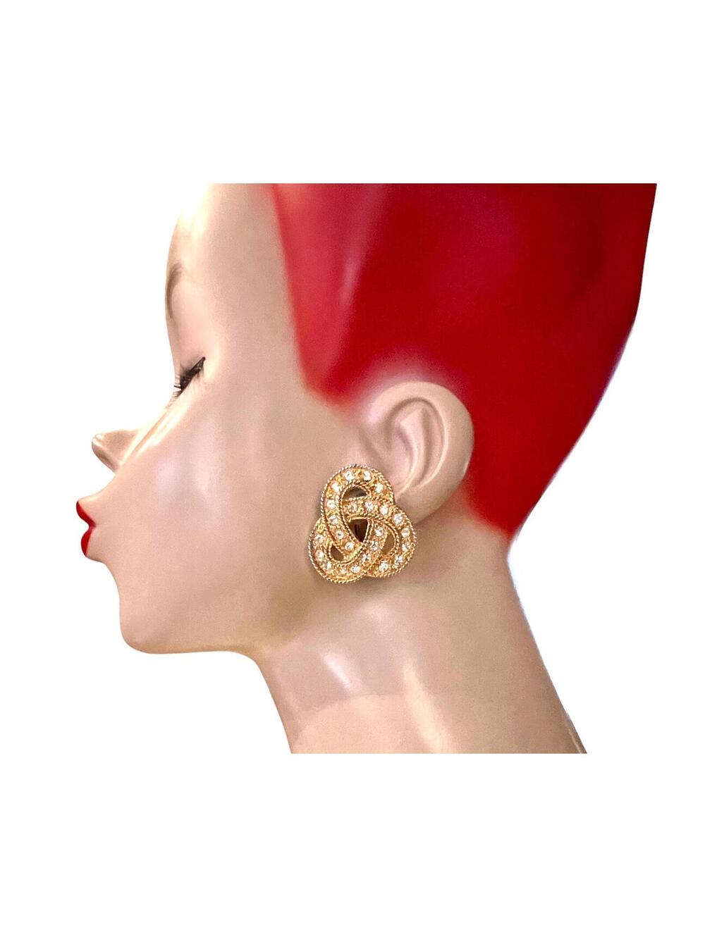 Avon Maximalist Infinity, Love Knot or Pretzel Clip On Earrings w/Crystals AH27